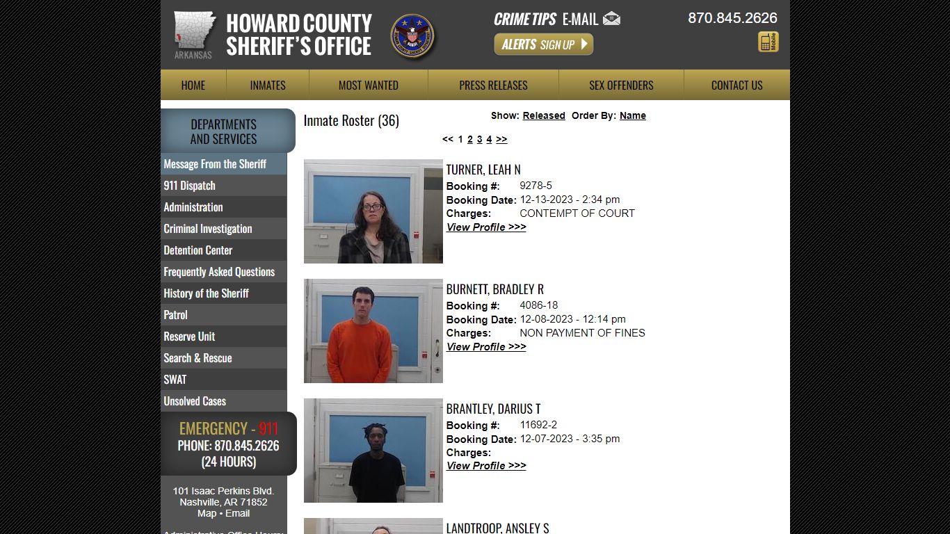 Inmate Roster - Current Inmates Booking Date Descending - Howard County ...