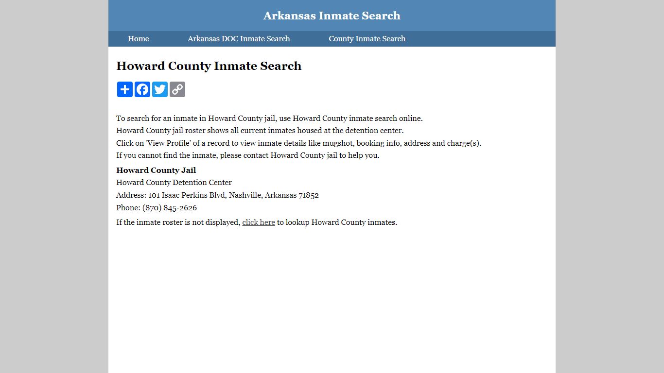Howard County Inmate Search